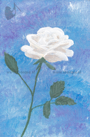 kunst kaart witte roos